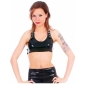 Black Latex Halter Buckle Top