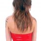 Red Latex Seamed Halter Top