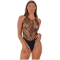 Lace by LJ Floral Halter Bodysuit Black