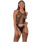 Lace by LJ Lace Suspender Bodystocking Black
