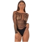 Lace by LJ Seamless Lace Long Sleeved Bodysuit Black